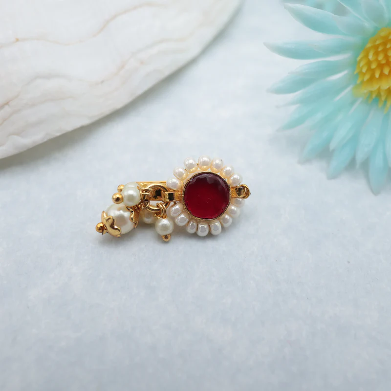 Premium Pachi Kundan Bindi Clip Nosepin